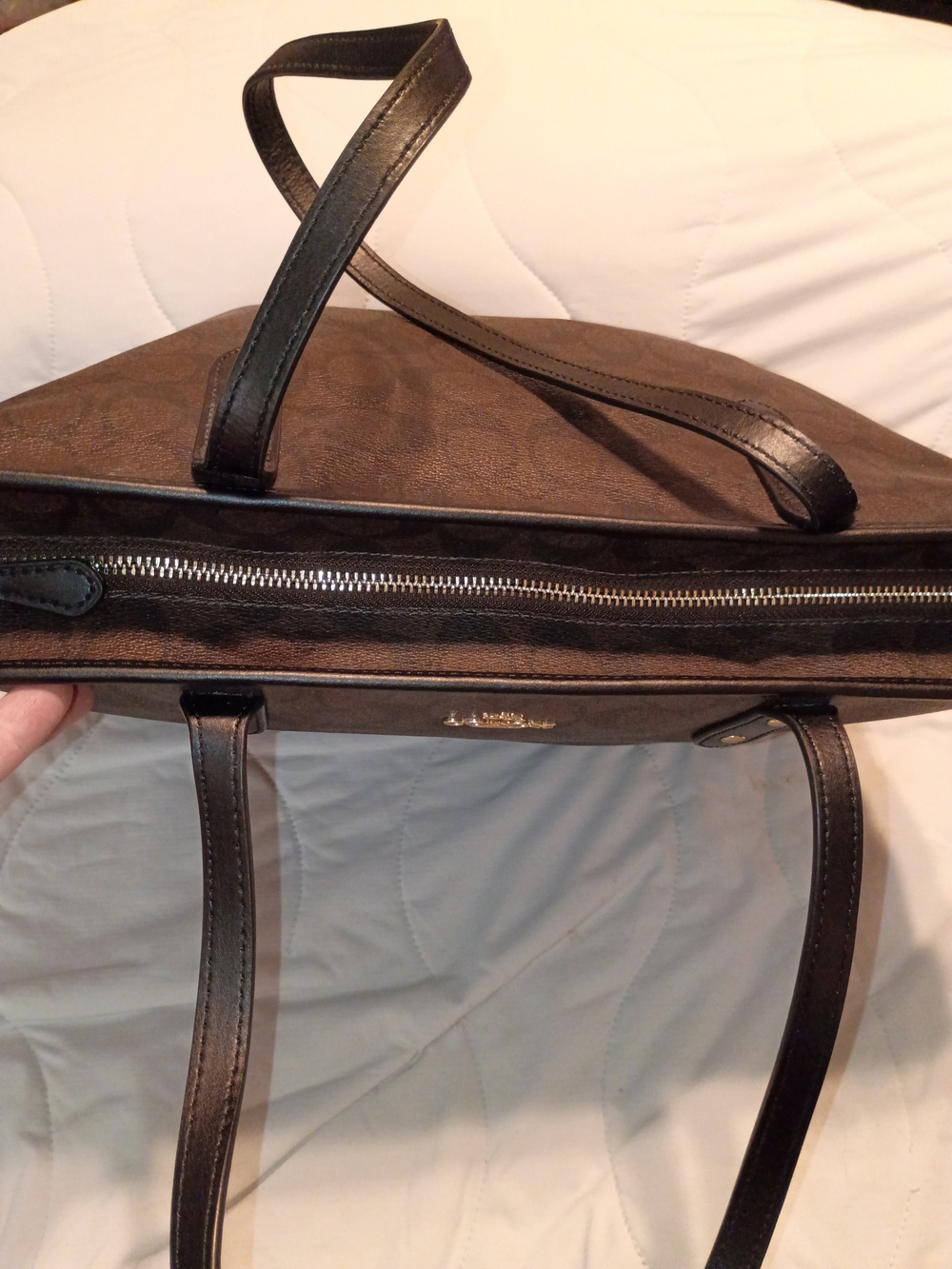 Authentic Coach City Zip Tote Signature Canvas Brown/Black F58292 - Picture 5 of 8